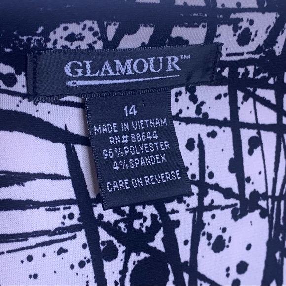 GLAMOUR Aline Black And White Abstract Print Knee Length Tie Waist Dress - Picture 6 of 9